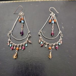 90s Wire and bead dangle statement earrings